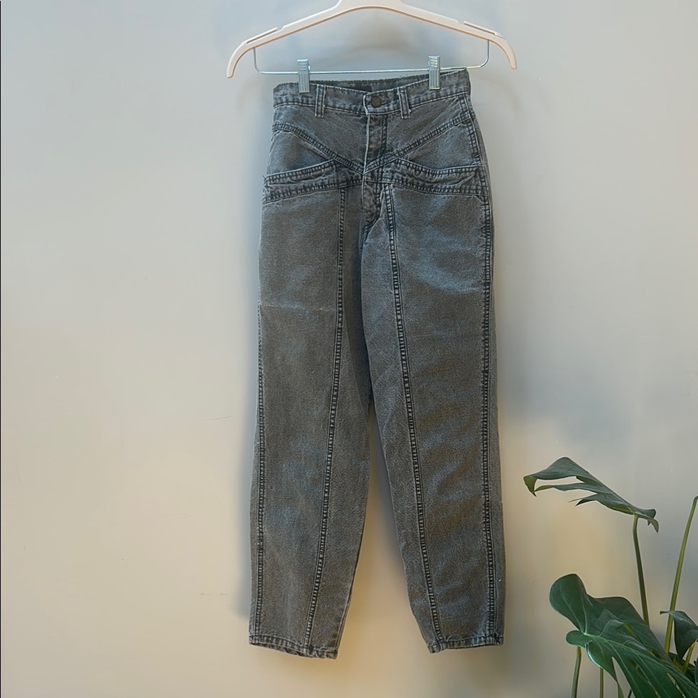 Gray Straight Leg Jeans with Relaxed Fit and Vintage Fade